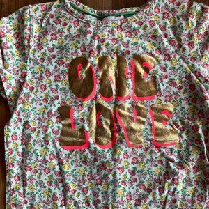 Girls Size 8 Flowered Blouse with "One Love" by Mini Boden